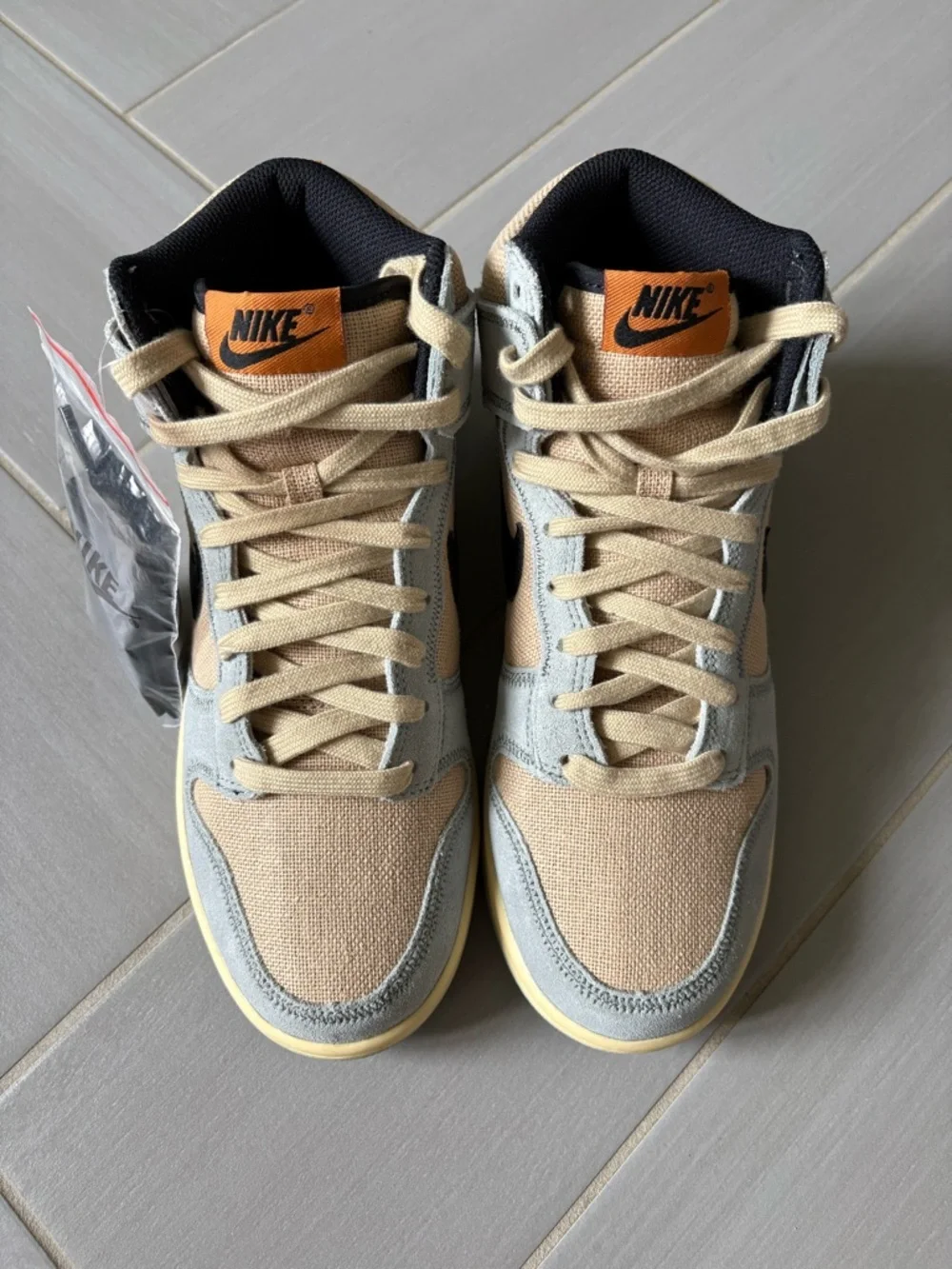 Nike Dunk Hi SE “Hemp Hoops” Sneakers in Beige, Pale Blue & Black | 2023